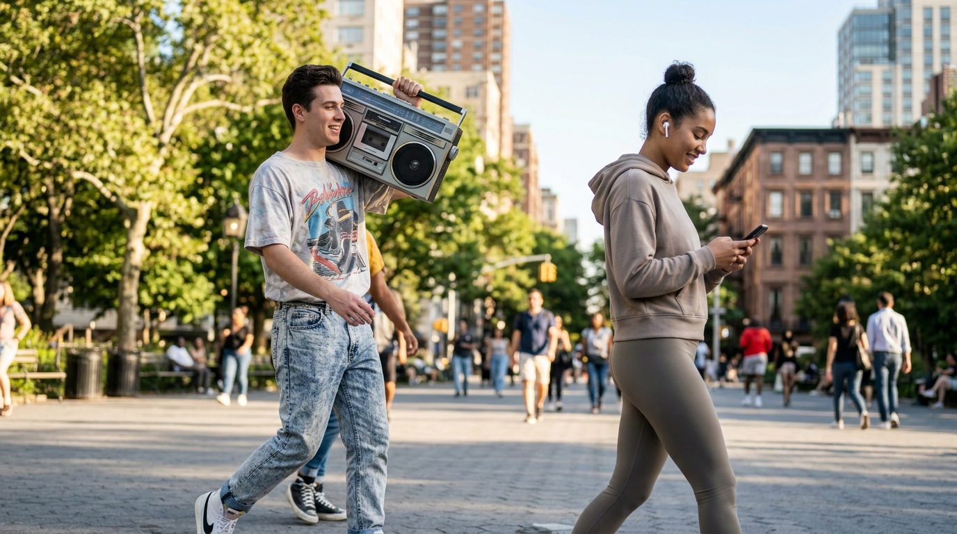 The Boombox Announced You Before You Said a Word. The AirPods Era Made Music Private Again. Which One Was Actually Freedom?