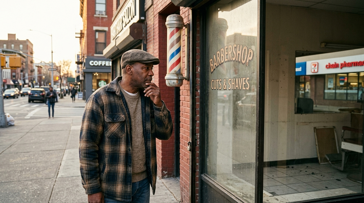 The Neighborhood Barbershop Knew Everything Before the News Did. Chains Replaced the Independents. Did the Block Lose Its Intelligence Network With It?